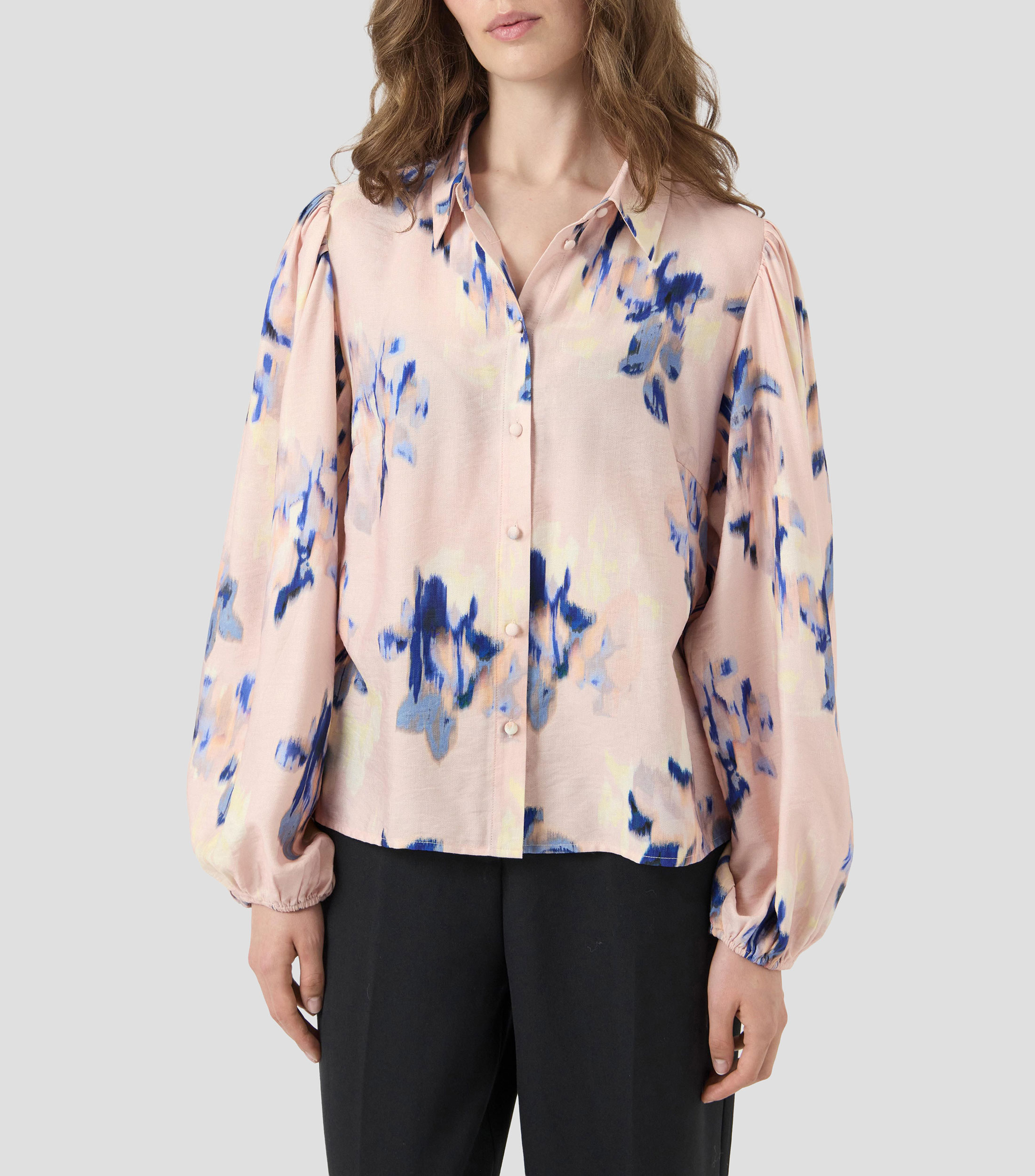 Camisa estampada manga larga Mujer